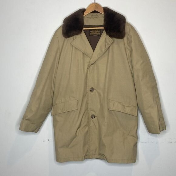 Vintage Eddie Bauer Fur Collar Goose Down Coat: Size Large - Picture 1 of 11